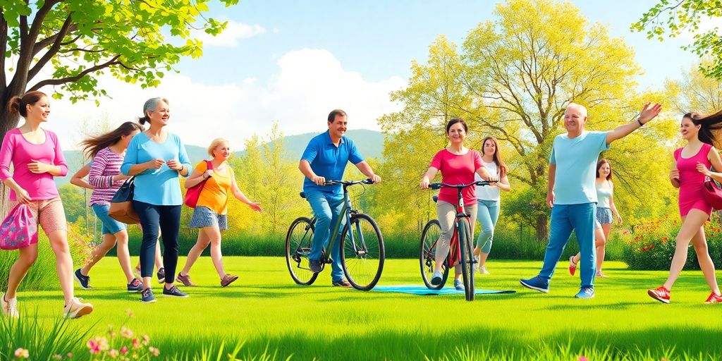 Group of people enjoying outdoor healthy activities together.