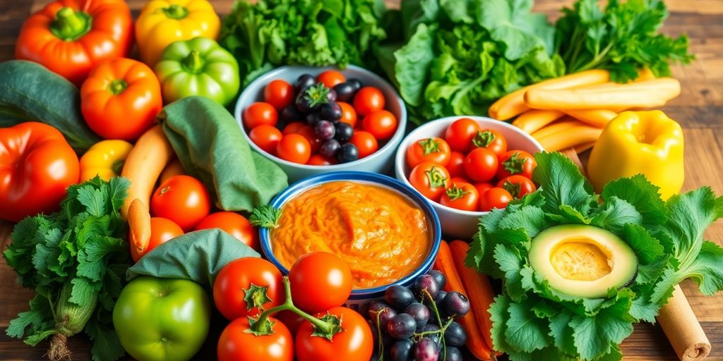 Colorful healthy foods for fat loss without exercise.