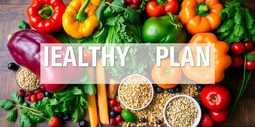 Healthy foods arranged on a wooden table, promoting wellness.