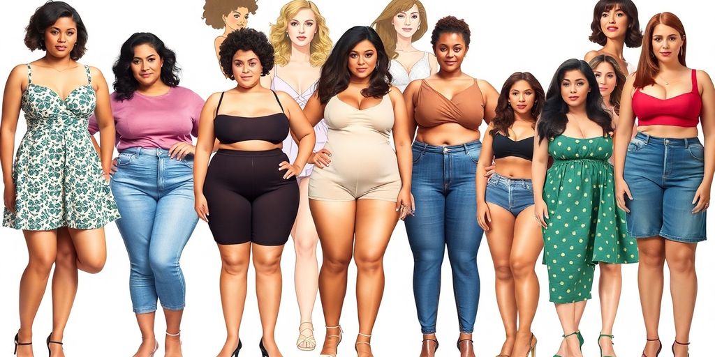 Collage of diverse body types through the decades.