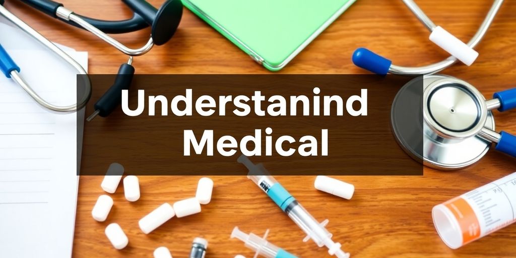 Medical supplies including stethoscopes, syringes, and pills.