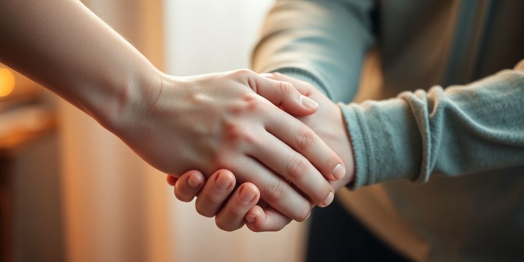 Person comforting another person with chronic pain.