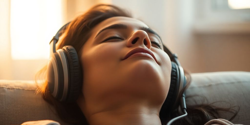 Relaxed person listening to music.